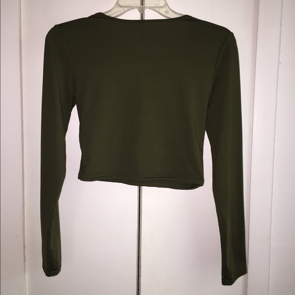Cross Front Long Sleeve Crop Top - Picture 2 of 6